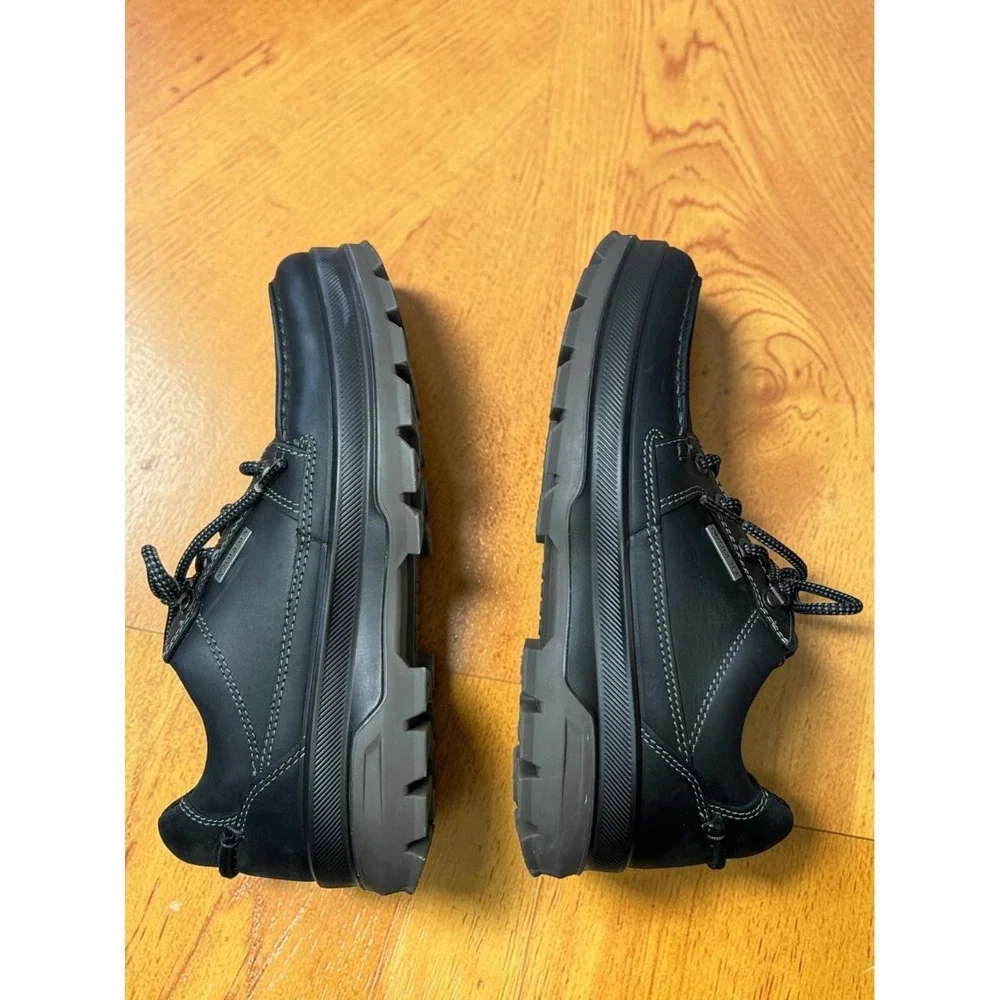 ECCO Track 2 II Low GTX Black Leather Waterproof Shoe Men 41 EU 7 US Casual Work